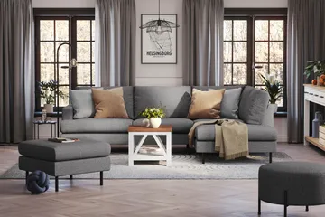 Menard Compact 4-personers Højrevendt L-formet Chaiselongsofa i Stof - Mørkegrå - Møbler - Sofaer - Sofa med chaiselong