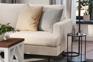 Menard Compact 4-personers Venstrevendt L-formet Chaiselongsofa i Stof - Beige - Møbler - Sofaer - Sofa med chaiselong