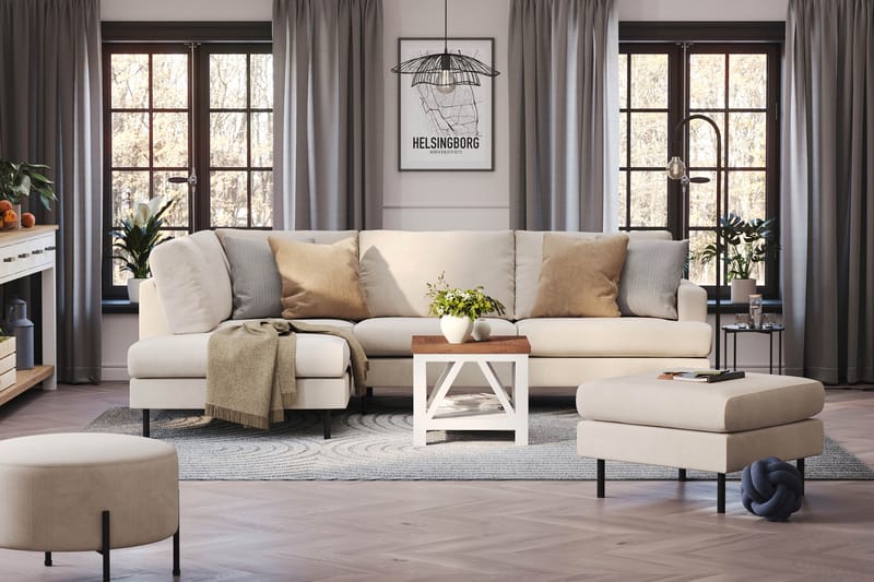 Menard Compact 4-personers Venstrevendt L-formet Chaiselongsofa i Manchester - Beige - Møbler - Sofaer - Sofa med chaiselong