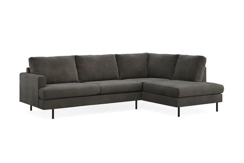 Menard Compact 4-personers Højrevendt L-formet Chaiselongsofa i Manchester - Mørkegrå - Møbler - Sofaer - Sofa med chaiselong