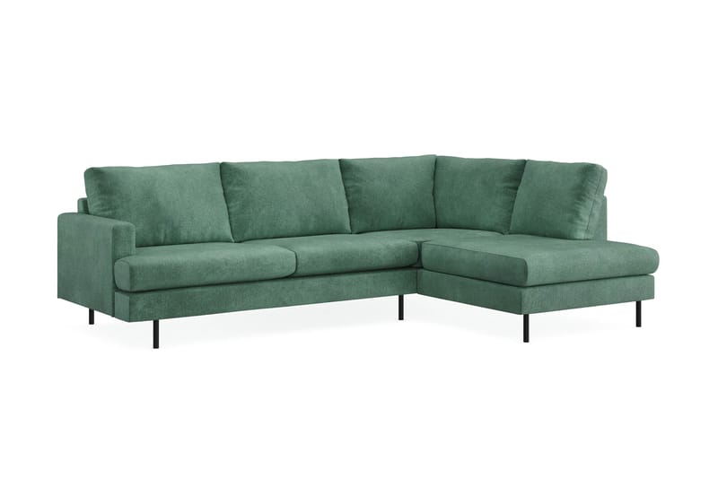 Menard Compact 4-personers Højrevendt L-formet Chaiselongsofa i Fløjl - Mørkegrøn - Møbler - Sofaer - Sofa med chaiselong