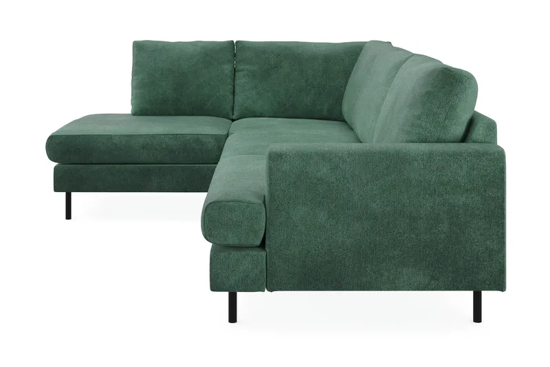 Menard Compact 4-personers Venstrevendt L-formet Chaiselongsofa i Fløjl - Mørkegrøn - Møbler - Sofaer - Sofa med chaiselong