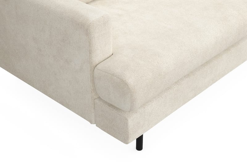 Menard Compact 4-personers Højrevendt L-formet Chaiselongsofa i Fløjl - Cremehvid - Møbler - Sofaer - Sofa med chaiselong
