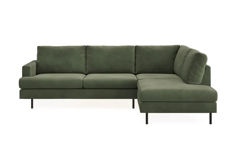 Menard Compact 4-personers Højrevendt L-formet Chaiselongsofa i Manchester - Grøn - Møbler - Sofaer - Sofa med chaiselong