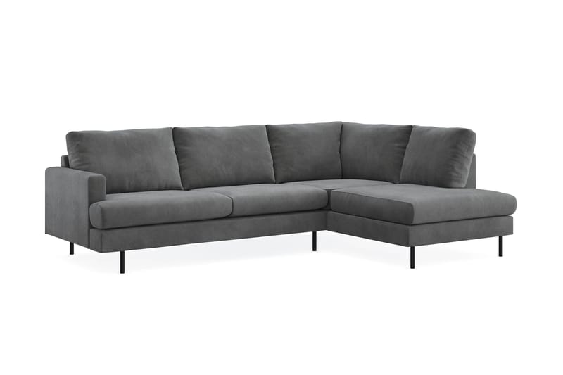 Menard Compact 4-personers Højrevendt L-formet Chaiselongsofa i Manchester - Grå - Møbler - Sofaer - Sofa med chaiselong