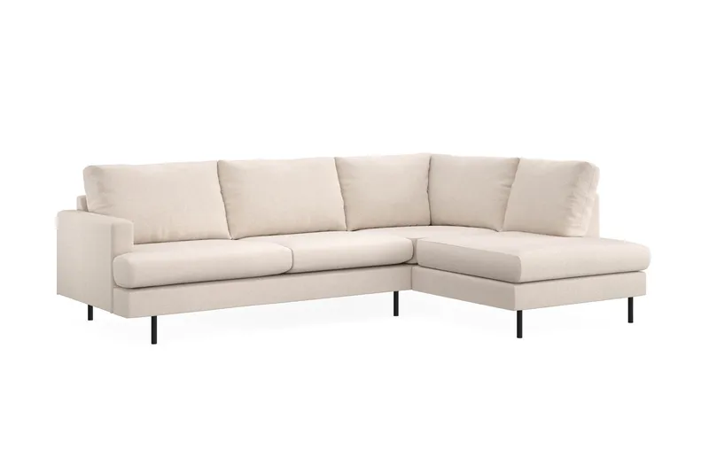 Menard Compact 4-personers Højrevendt L-formet Chaiselongsofa i Stof - Beige - Møbler - Sofaer - Sofa med chaiselong
