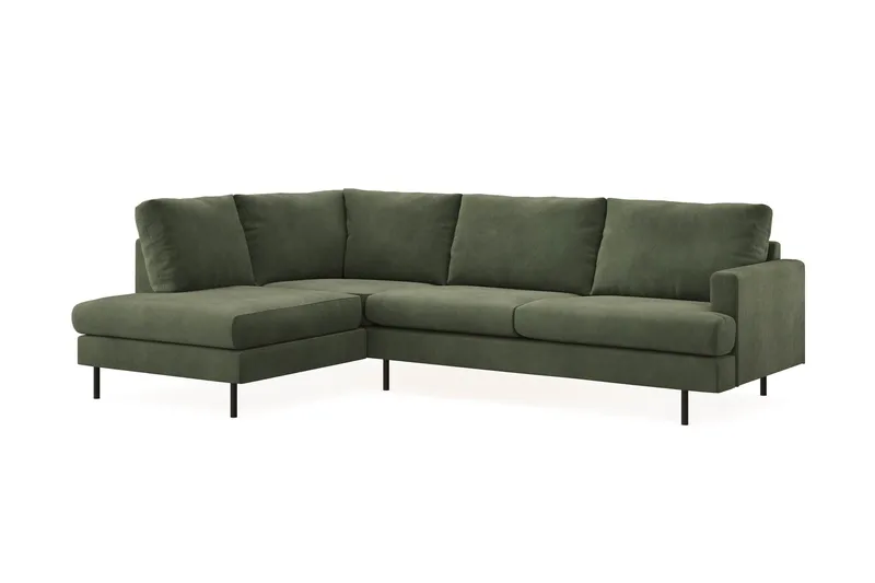 Menard Compact 4-personers Venstrevendt L-formet Chaiselongsofa i Manchester - Grøn - Møbler - Sofaer - Sofa med chaiselong
