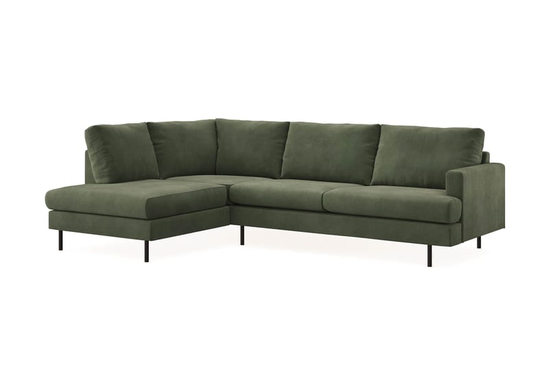 Menard Compact 4-personers Venstrevendt L-formet Chaiselongsofa i Manchester - Grøn - Møbler - Sofaer - Sofa med chaiselong