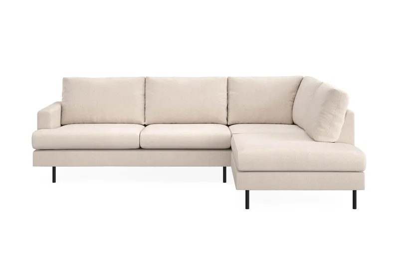 Menard Compact 4-personers Højrevendt L-formet Chaiselongsofa i Stof - Beige - Møbler - Sofaer - Sofa med chaiselong