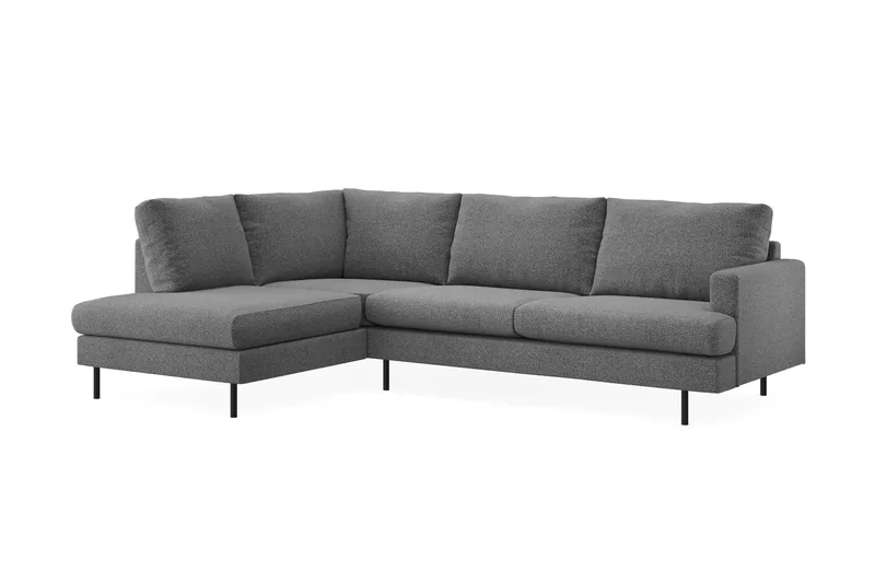 Menard Compact 4-personers Venstrevendt L-formet Chaiselongsofa i Stof - Mørkegrå - Møbler - Sofaer - Sofa med chaiselong