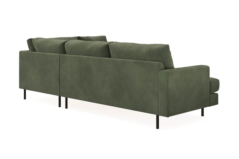 Menard Compact 4-personers Højrevendt L-formet Chaiselongsofa i Manchester - Grøn - Møbler - Sofaer - Sofa med chaiselong
