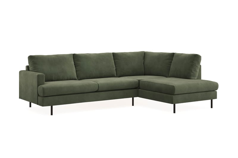 Menard Compact 4-personers Højrevendt L-formet Chaiselongsofa i Manchester - Grøn - Møbler - Sofaer - Sofa med chaiselong