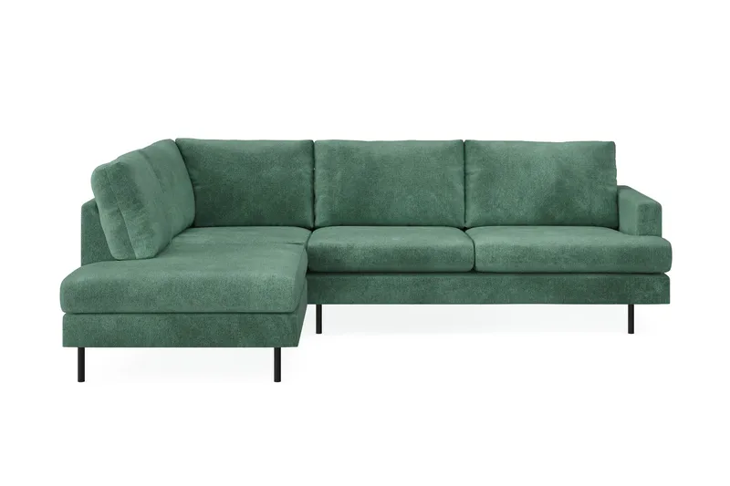 Menard Compact 4-personers Venstrevendt L-formet Chaiselongsofa i Fløjl - Mørkegrøn - Møbler - Sofaer - Sofa med chaiselong