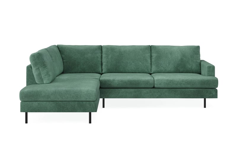 Menard Compact 4-personers Venstrevendt L-formet Chaiselongsofa i Fløjl - Mørkegrøn - Møbler - Sofaer - Sofa med chaiselong