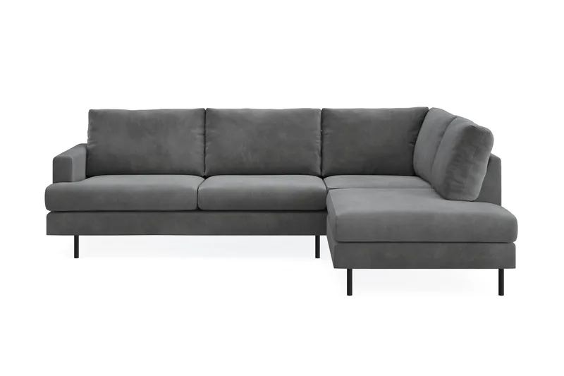 Menard Compact 4-personers Højrevendt L-formet Chaiselongsofa i Manchester - Grå - Møbler - Sofaer - Sofa med chaiselong