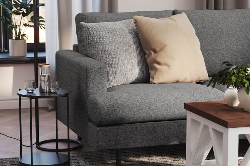 Menard Compact 4-personers Højrevendt L-formet Chaiselongsofa i Stof - Mørkegrå - Møbler - Sofaer - Sofa med chaiselong