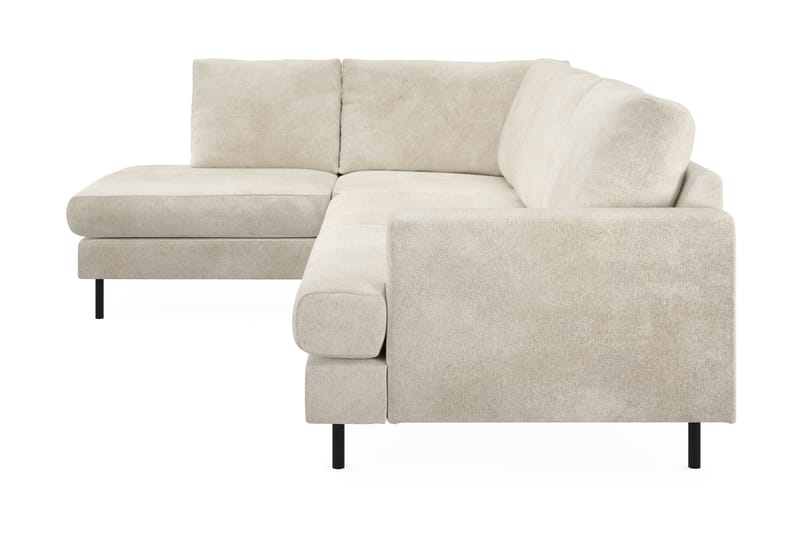 Menard Compact 4-personers Venstrevendt L-formet Chaiselongsofa i Fløjl - Cremehvid - Møbler - Sofaer - Sofa med chaiselong