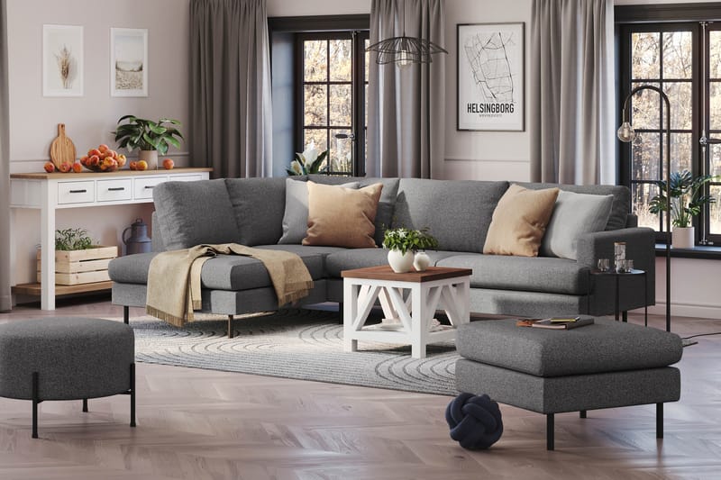 Menard Compact Sofa med Chaiselong 4-sæder - Mørkegrå - Møbler - Sofaer - Sofa med chaiselong