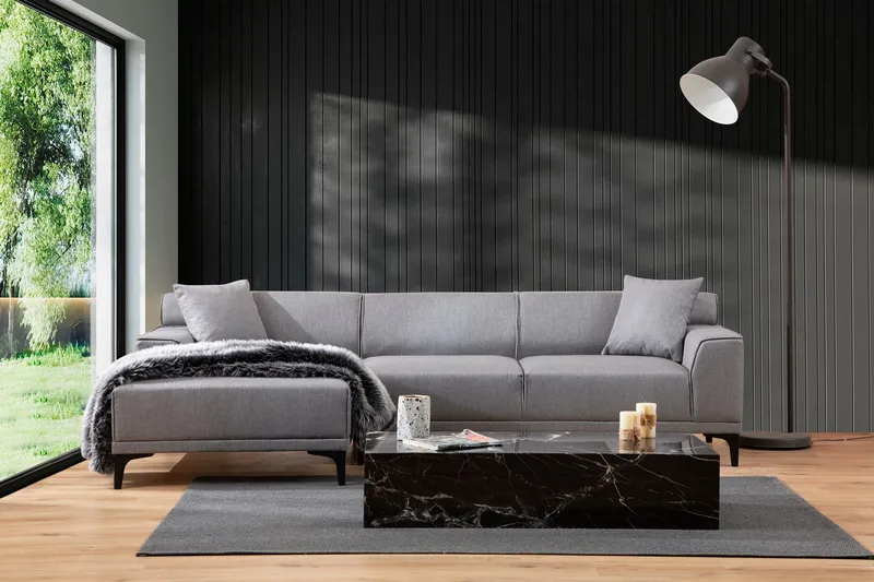 Mississauga Chaiselongsofa 3-personers - Grå - Møbler - Sofaer - Sofa med chaiselong - 3 personers sofa med chaiselong