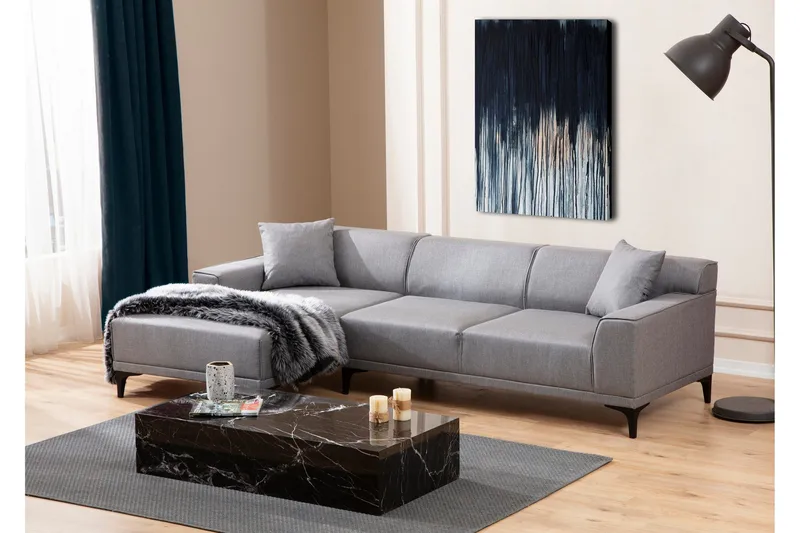 Mississauga Chaiselongsofa 3-personers - Grå - Møbler - Sofaer - Sofa med chaiselong - 3 personers sofa med chaiselong