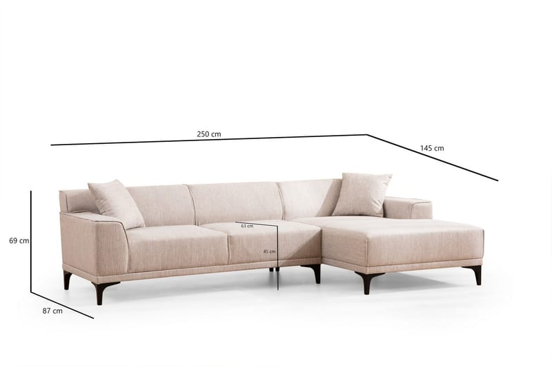 Mississauga Chaiselongsofa 3-personers - Hvid - Møbler - Sofaer - Sofa med chaiselong - 3 personers sofa med chaiselong