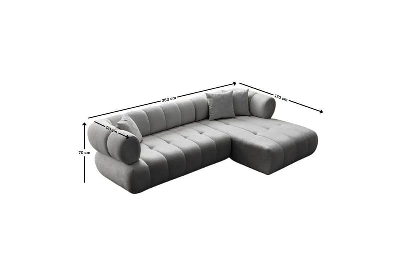 Mississauga Sofa med divan 3-personers - Grå - Møbler - Sofaer - Sofa med chaiselong