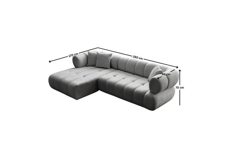 Mississauga Sofa med divan 3-personers - Grå - Møbler - Sofaer - Sofa med chaiselong
