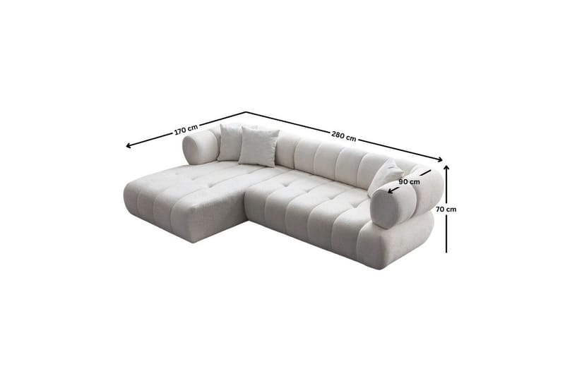 Mississauga Sofa med divan 3-personers - Hvid - Møbler - Sofaer - Sofa med chaiselong