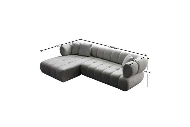 Mississauga Sofa med divan 3-personers - Grå - Møbler - Sofaer - Sofa med chaiselong