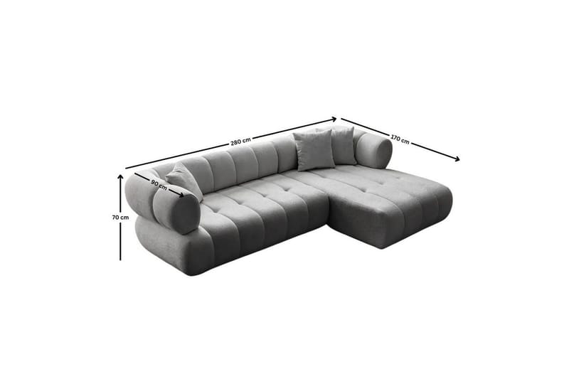 Mississauga Sofa med divan 3-personers - Grå - Møbler - Sofaer - Sofa med chaiselong