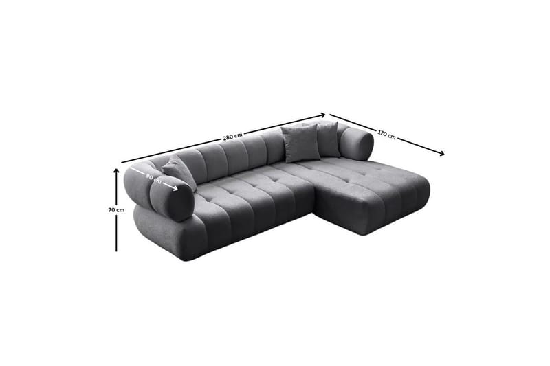 Mississauga Sofa med divan 3-personers - Mørkegrå - Møbler - Sofaer - Sofa med chaiselong