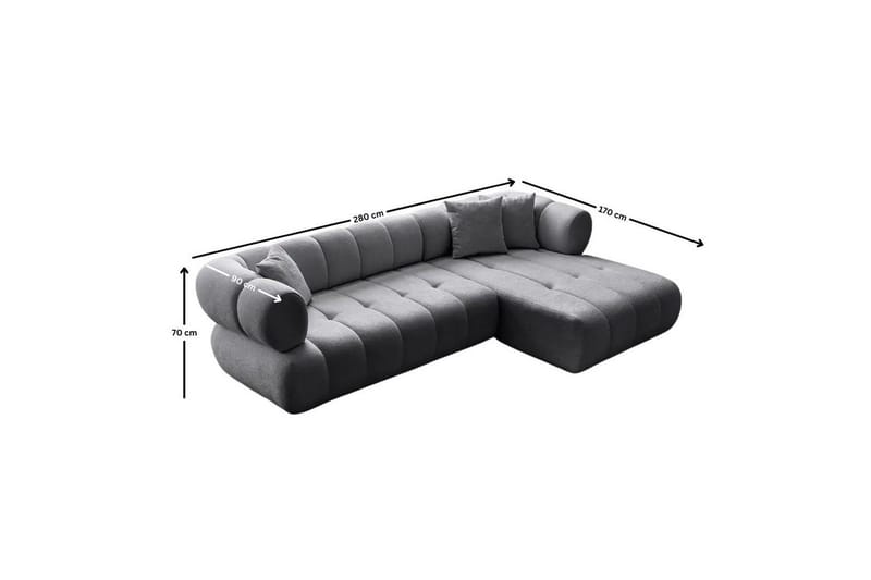 Mississauga Sofa med divan 3-personers - Mørkegrå - Møbler - Sofaer - Sofa med chaiselong