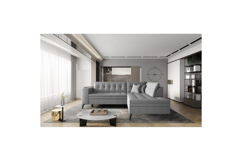 Modulsofa Eltap Lanvin 260x210x93 cm - Flores 4, Lys Grå, Højre - Møbler - Sofaer - Sofa med chaiselong