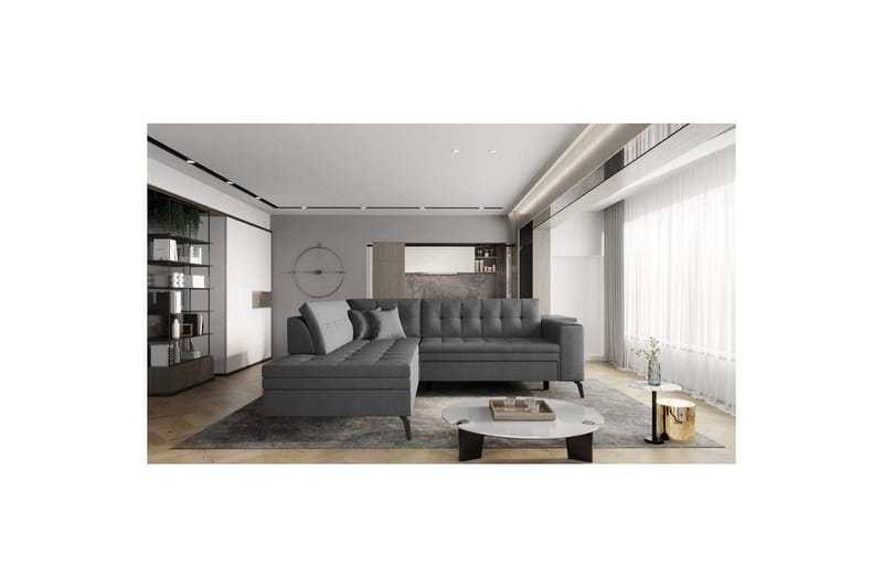 Modulsofa Eltap Lanvin 260x210x93 cm - Flores 5, Grå, Venstre - Møbler - Sofaer - Sofa med chaiselong