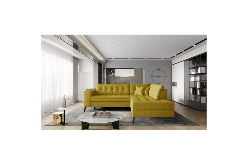 Modulsofa Eltap Lanvin 260x210x93 cm - Gojo 45, Gul, Højre - Møbler - Sofaer - Sofa med chaiselong