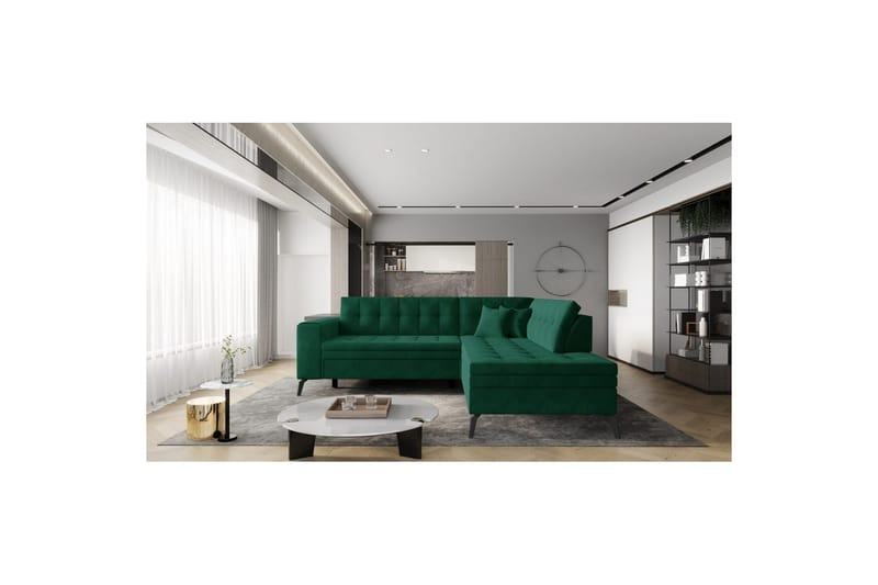 Modulsofa Eltap Lanvin 260x210x93 cm - Lukso 35, Mørk Grøn, Højre - Møbler - Sofaer - Sofa med chaiselong