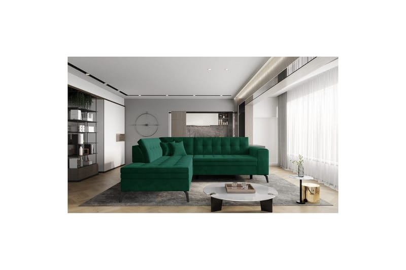 Modulsofa Eltap Lanvin 260x210x93 cm, Lukso 35, Mørk Grøn, Venstre