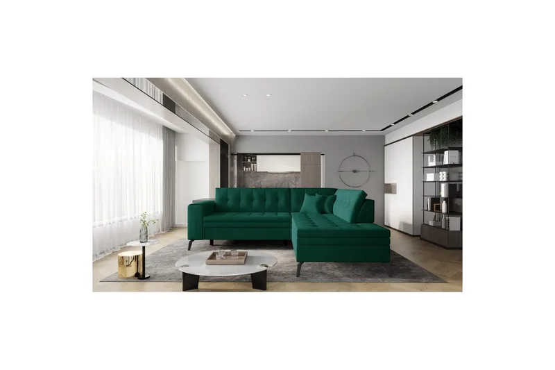 Modulsofa Eltap Lanvin 260x210x93 cm - Nube 35, Grøn, Højre - Møbler - Sofaer - Sofa med chaiselong