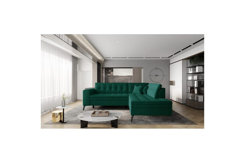 Modulsofa Eltap Lanvin 260x210x93 cm, Nube 35, Grøn, Højre