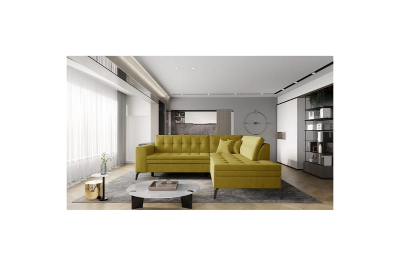 Modulsofa Eltap Lanvin 260x210x93 cm - Nube 45, Gul, Højre - Møbler - Sofaer - Sofa med chaiselong
