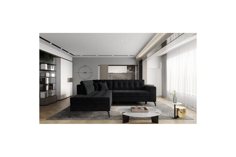 Modulsofa Eltap Lanvin 260x210x93 cm - Velvetmat 10, Sort, Venstre - Møbler - Sofaer - Sofa med chaiselong