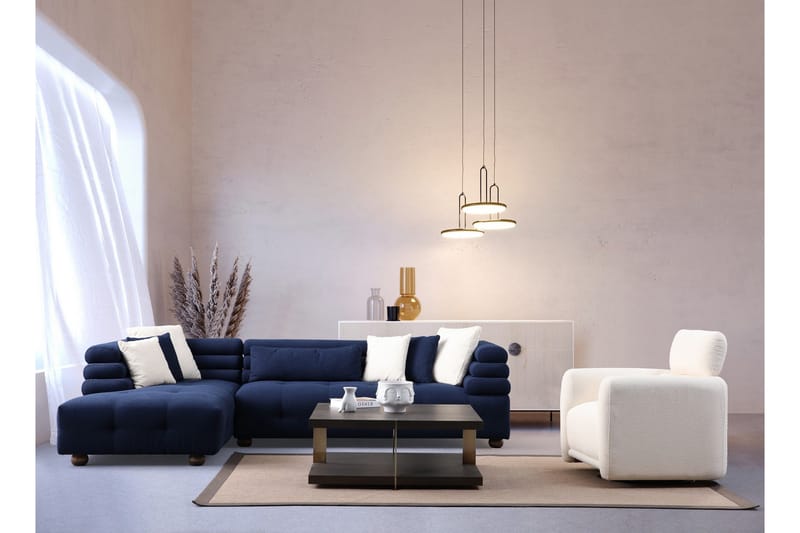 Namarta 4-personers Sofa med Chaiselong - Mørkebl å - Møbler - Sofaer - Sofa med chaiselong