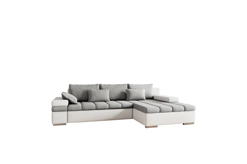 Naoma Sofa med Divan 3-seter, Hvid/Lys grå