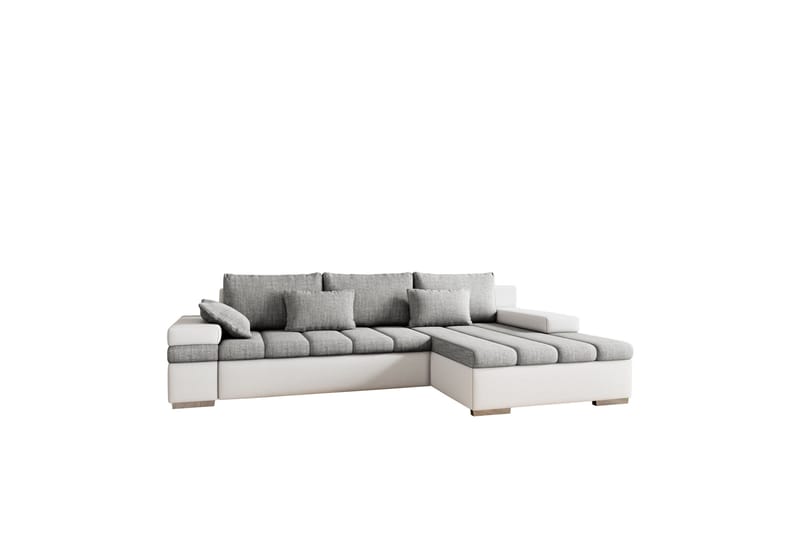 Naoma Sofa med Divan 3-seter, Hvid/Lys grå