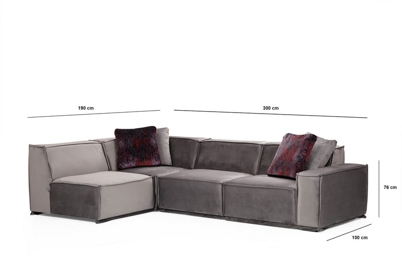 Nightcap Sofa m. Chaiselong 4-Pers. - Grå - Sofa med chaiselong - 4 personers sofa med chaiselong