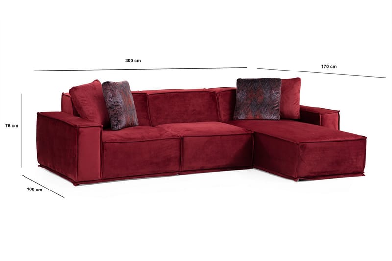 Nightcap Sofa m. Chaiselong 4-Pers. - Burgundy - Sofa med chaiselong - 4 personers sofa med chaiselong