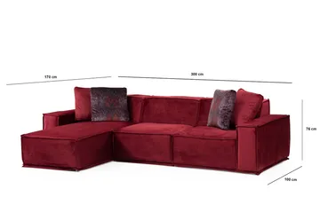Nightcap Sofa m. Chaiselong 4-Pers. - Burgundy - Møbler - Sofaer - Sofa med chaiselong