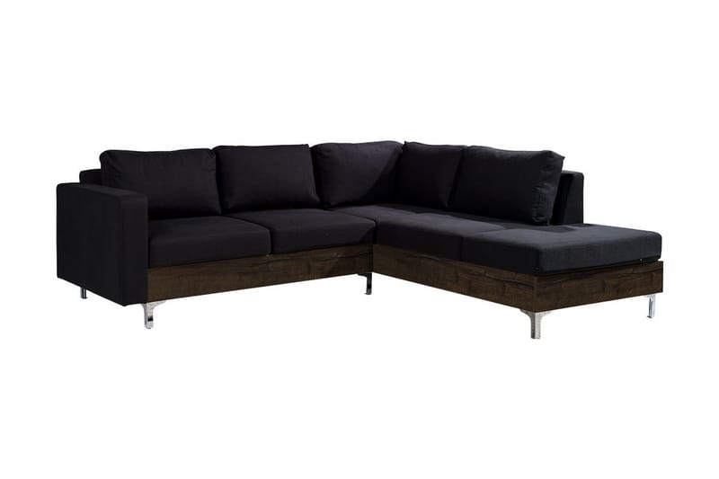 Oberting 3-personers hjørnesofa - Sort - Sofa med chaiselong - 3 personers sofa med chaiselong