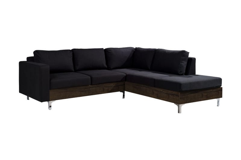 Oberting 3-personers hjørnesofa - Sort - 3 personers sofa med chaiselong - Sofa med chaiselong