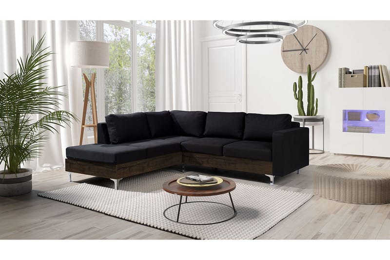 Oberting 3-personers hjørnesofa - Sort - Møbler - Sofaer - Sofa med chaiselong